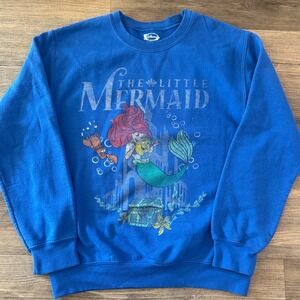 Disney Little Mermaid Ariel Flounder Sweatshirt Blue Small